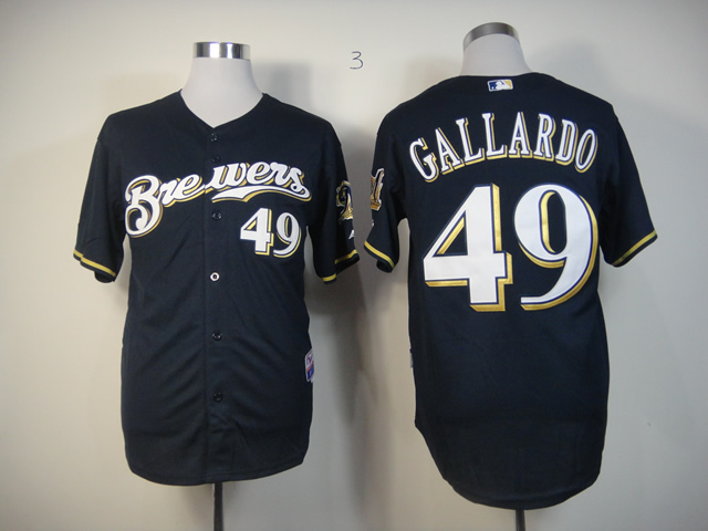 Men Milwaukee Brewers #49 Gallardo Blue MLB Jerseys